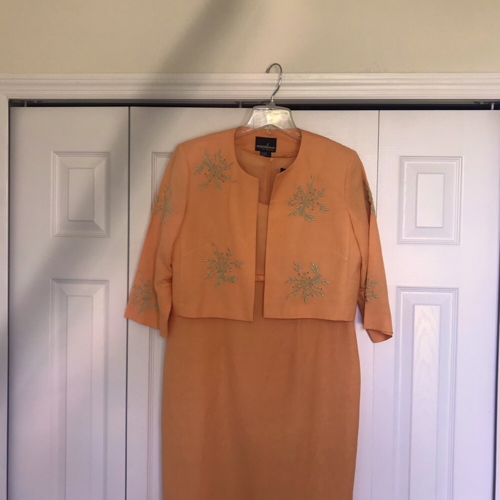 Beautiful and bright dressy affair 2 piece ensemble (dress & crop jacket). NWOT - Picture 2 of 13